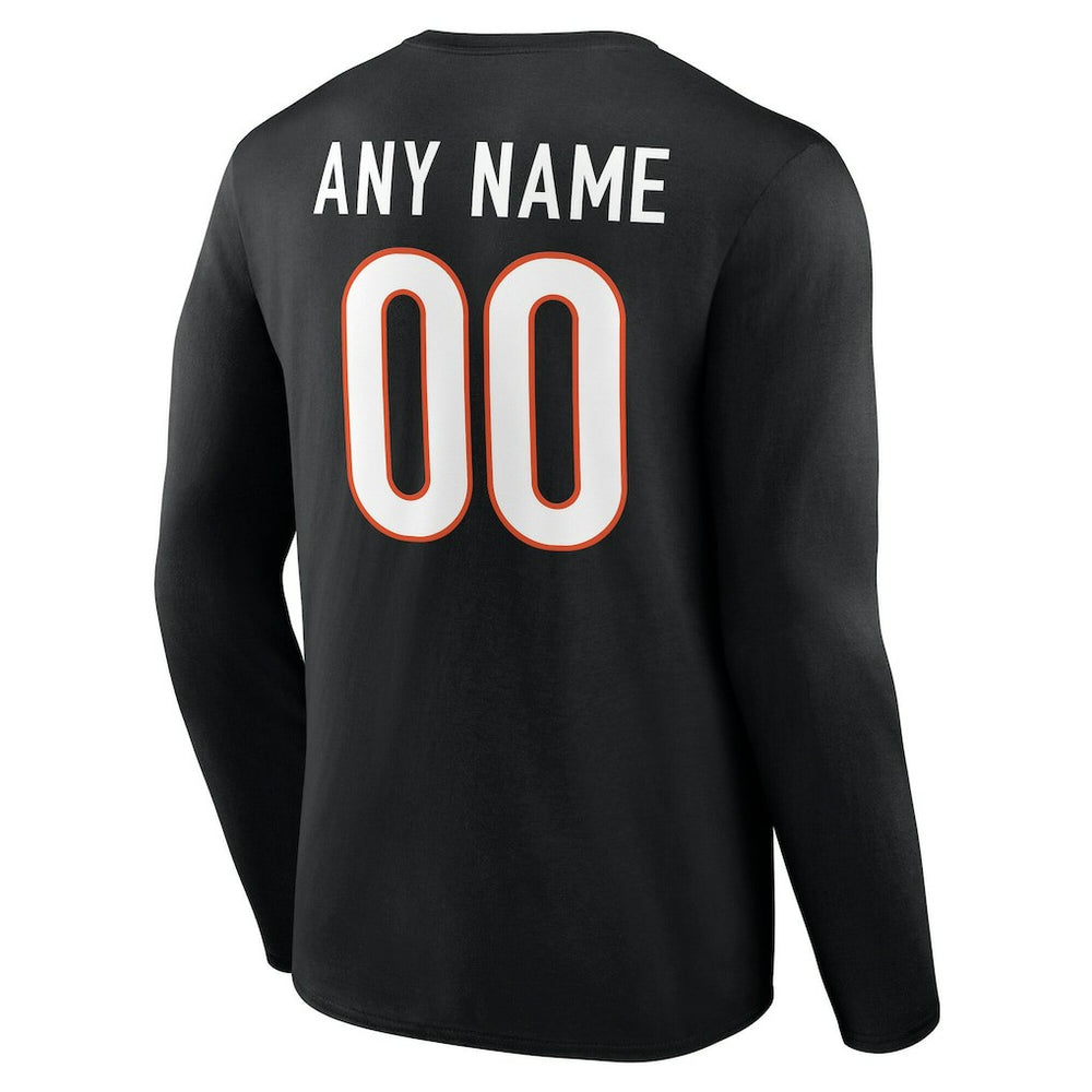 Cincinnati Bengals Team Authentic Personalized Name & Number Long Sleeve T-Shirt - Black - NFL
