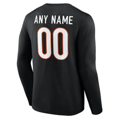 Cincinnati Bengals Team Authentic Personalized Name & Number Long Sleeve T-Shirt - Black - NFL