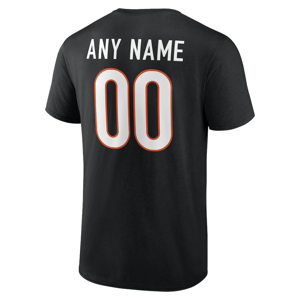 Cincinnati Bengals Team Authentic Personalized Name & Number T-Shirt - Black - NFL