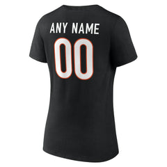 Cincinnati Bengals Women's Team Authentic Personalized Name & Number V-Neck T-Shirt - Black - NFL