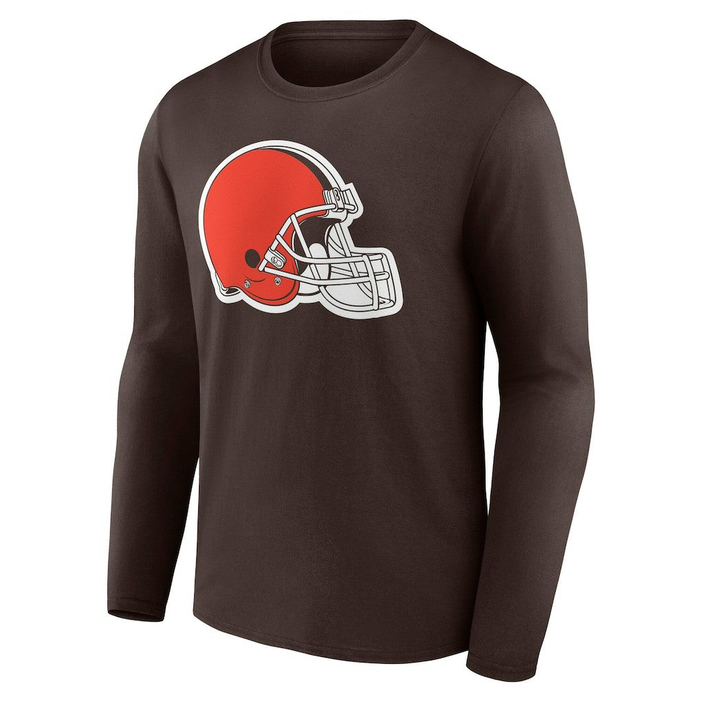 Cleveland Browns Team Authentic Personalized Name & Number Long Sleeve T-Shirt - Brown - NFL