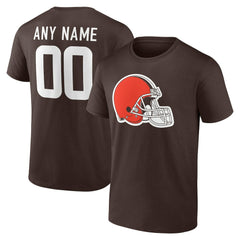 Cleveland Browns Team Authentic Personalized Name & Number T-Shirt - Brown - NFL