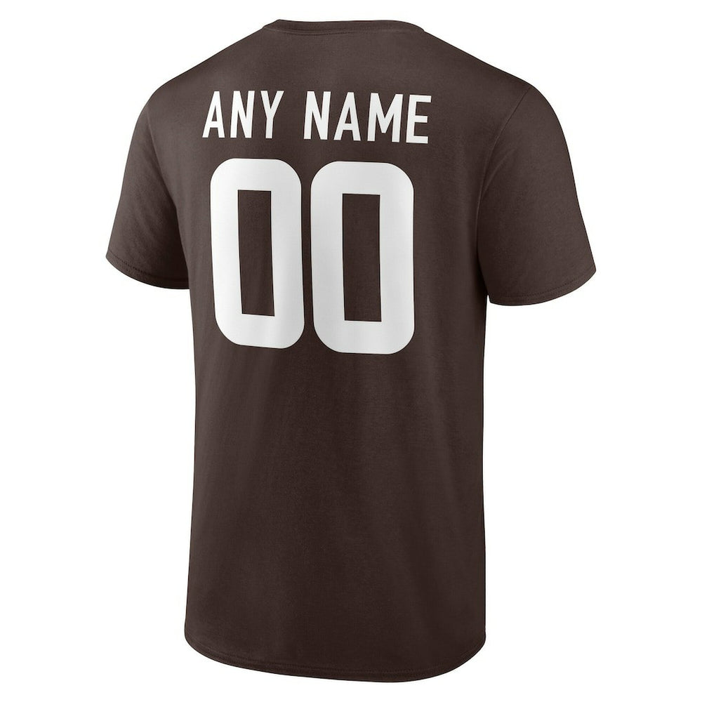 Cleveland Browns Team Authentic Personalized Name & Number T-Shirt - Brown - NFL