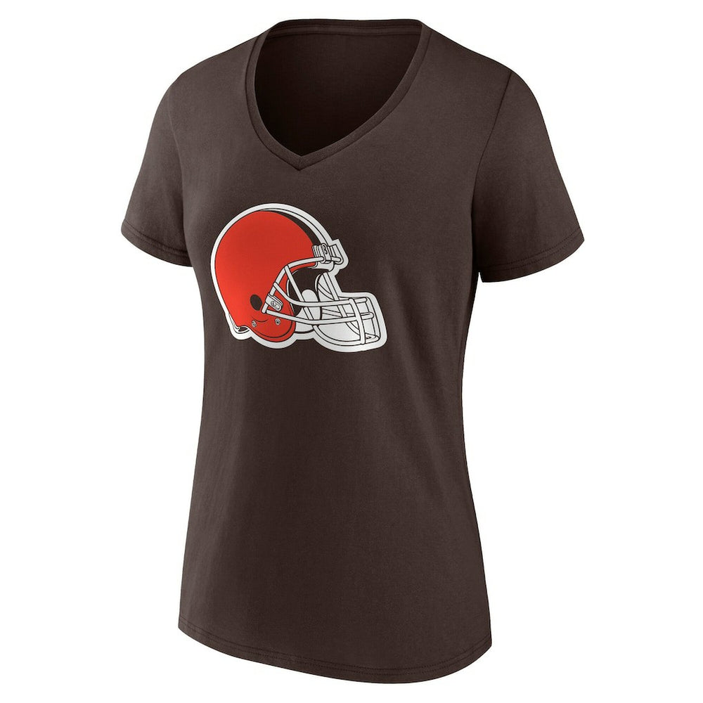 Cleveland Browns Women's Team Authentic Personalized Name & Number V-Neck T-Shirt - Brown - NFL