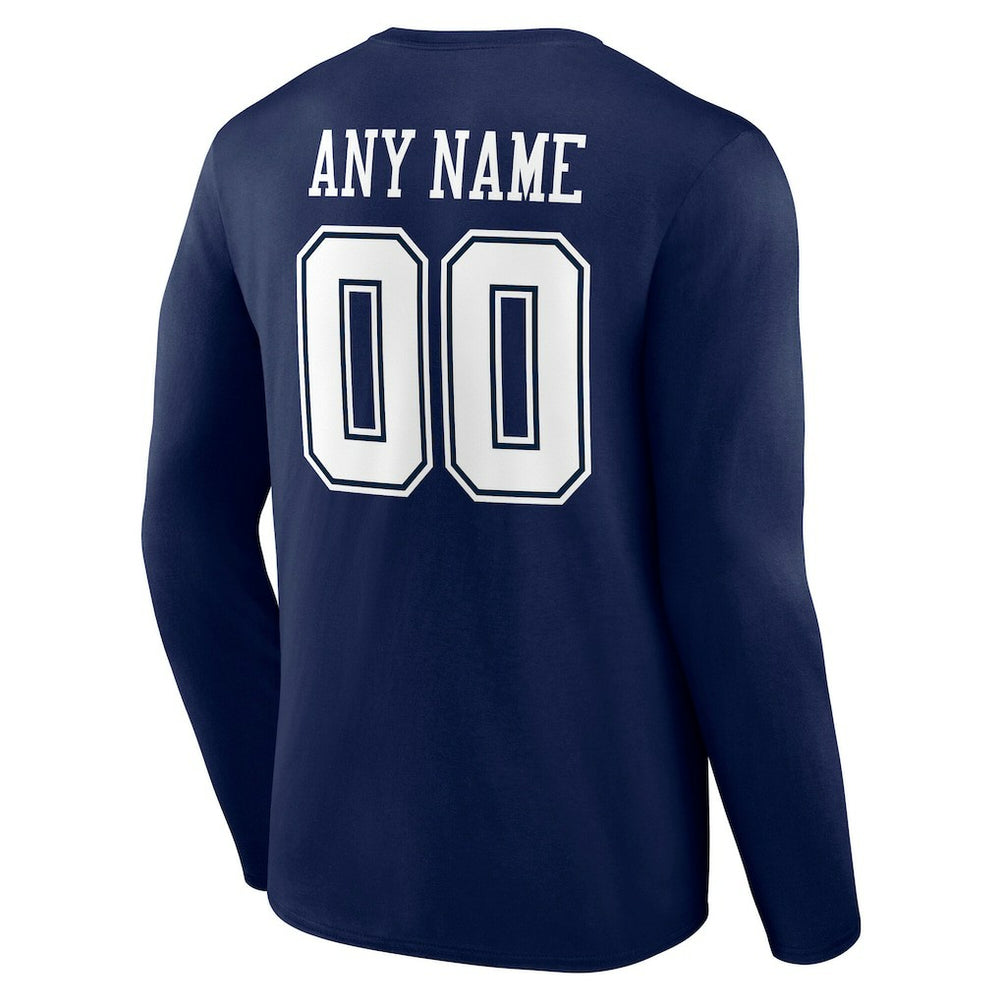 Dallas Cowboys Team Authentic Personalized Name & Number Long Sleeve T-Shirt - Navy - NFL