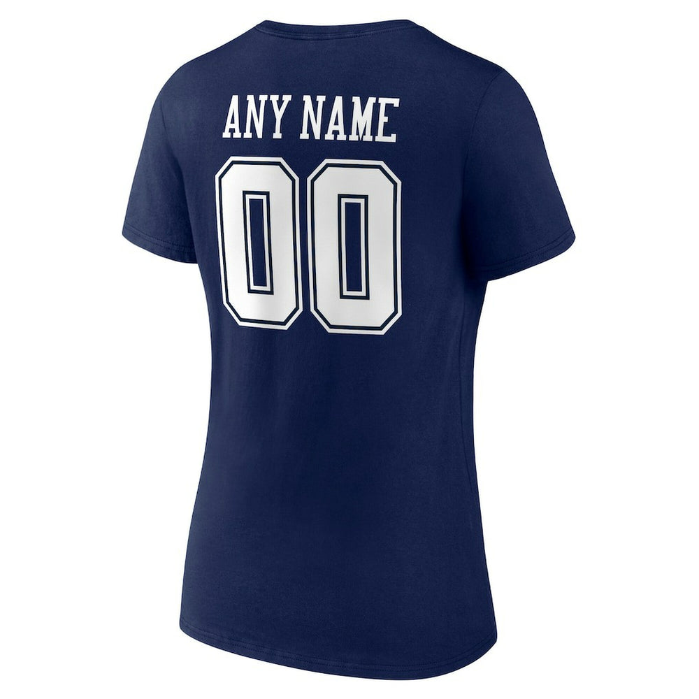 Dallas Cowboys Women's Team Authentic Personalized Name & Number V-Neck T-Shirt - Navy - NFL
