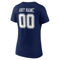 Dallas Cowboys Women's Team Authentic Personalized Name & Number V-Neck T-Shirt - Navy - NFL