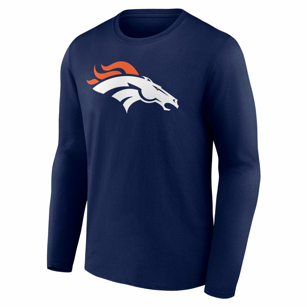 Denver Broncos Team Authentic Personalized Name & Number Long Sleeve T-Shirt - Navy - NFL