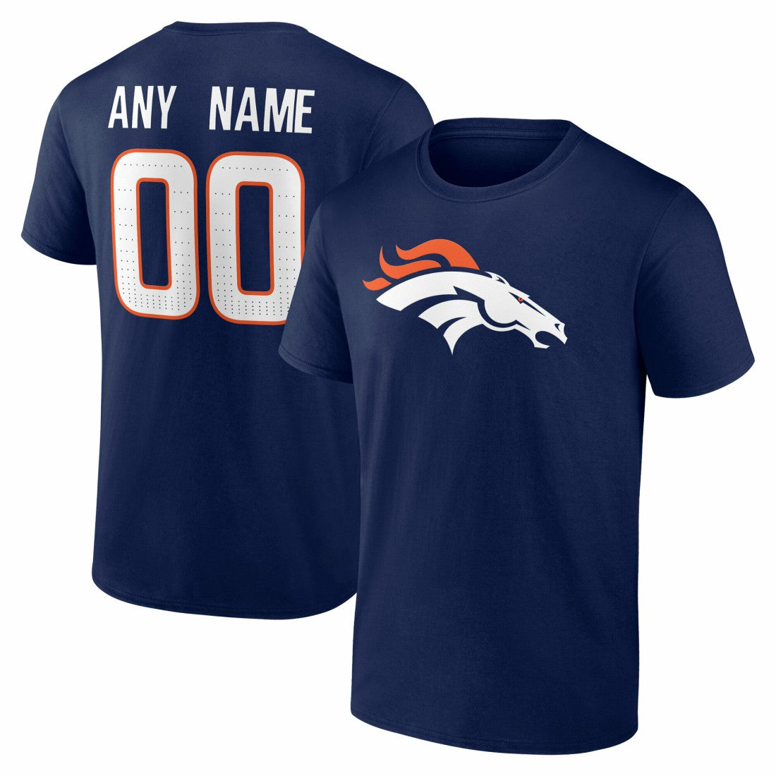 Denver Broncos Team Authentic Personalized Name & Number T-Shirt - Navy - NFL
