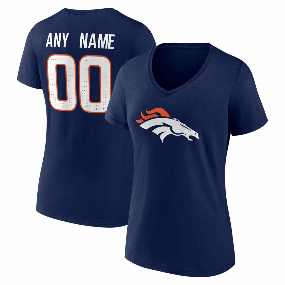 Denver Broncos Women's Team Authentic Personalized Name & Number V-Neck T-Shirt - Navy - NFL