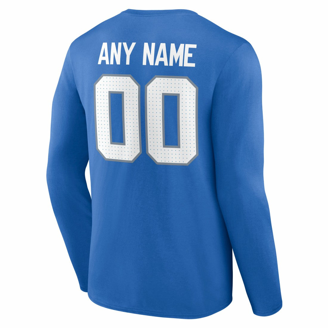 Detroit Lions Team Authentic Personalized Name & Number Long Sleeve T-Shirt - Blue - NFL