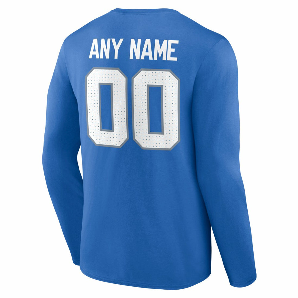 Detroit Lions Team Authentic Personalized Name & Number Long Sleeve T-Shirt - Blue - NFL