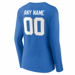 Detroit Lions Women's Team Authentic Personalized Name & Number Long Sleeve V-Neck T-Shirt - Blue - NFL