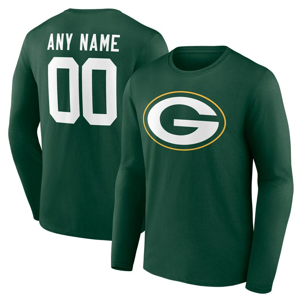 Green Bay Packers Team Authentic Personalized Name & Number Long Sleeve T-Shirt - Green - NFL