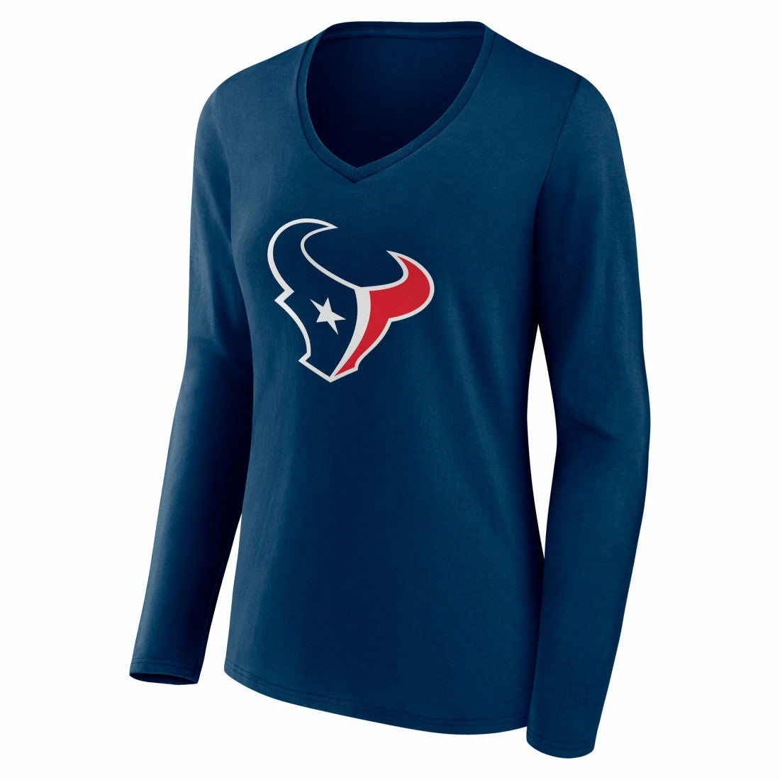 Houston Texans Women's Team Authentic Personalized Name & Number Long Sleeve V-Neck T-Shirt - Navy - NFL