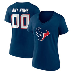 Houston Texans Women's Team Authentic Personalized Name & Number V-Neck T-Shirt - Navy - NFL