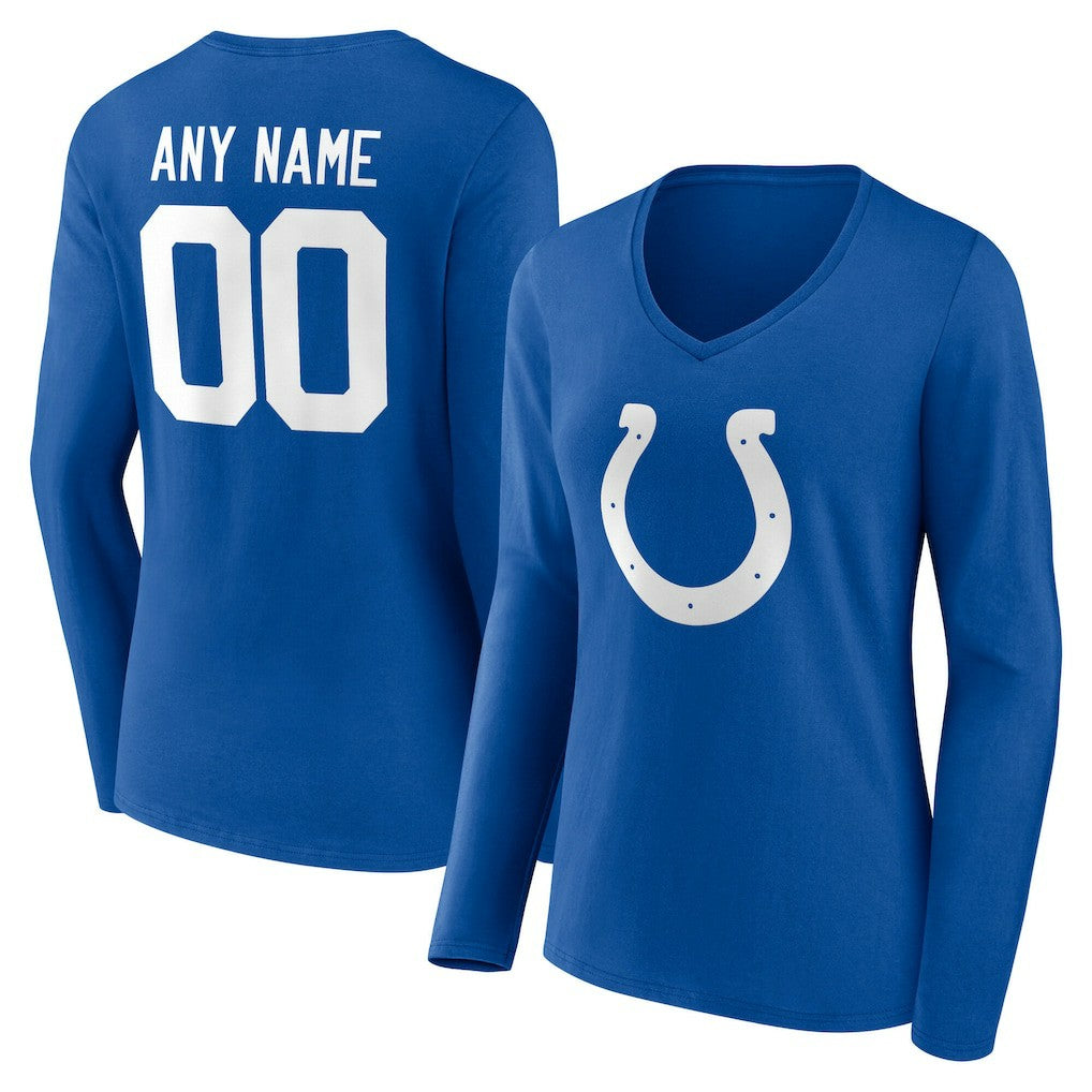 Indianapolis Colts Women's Team Authentic Personalized Name & Number Long Sleeve V-Neck T-Shirt - Royal - NFL
