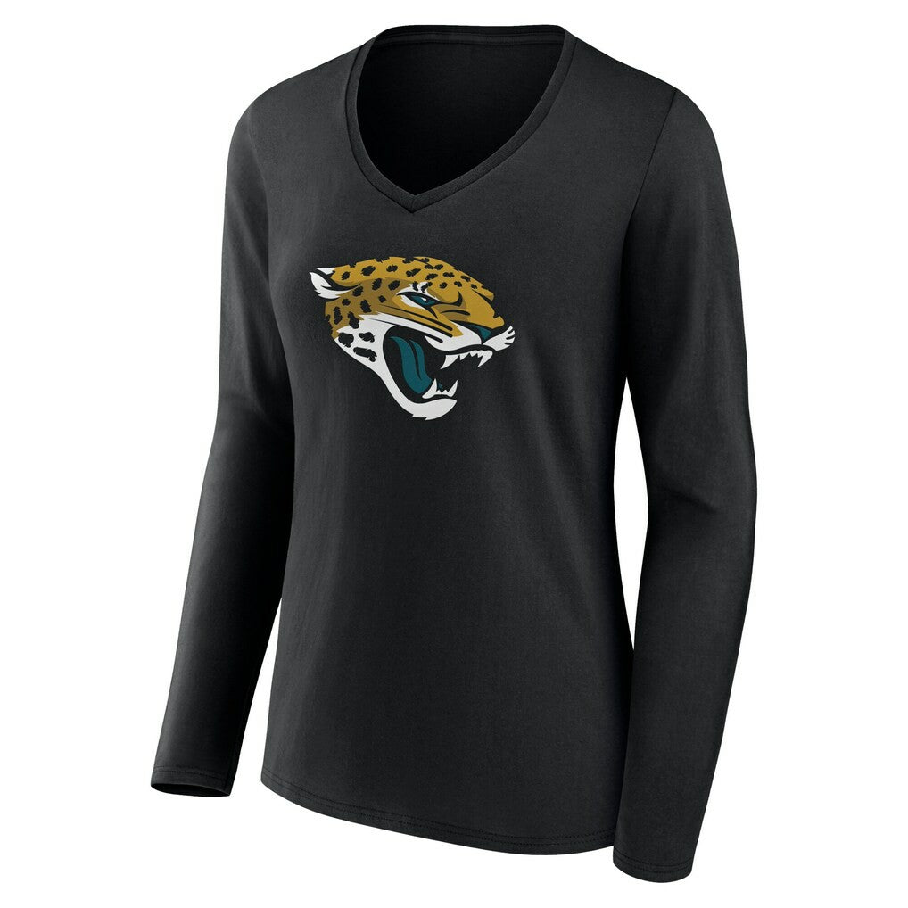 Jacksonville Jaguars Women's Team Authentic Personalized Name & Number Long Sleeve V-Neck T-Shirt - Black - NFL