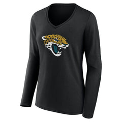 Jacksonville Jaguars Women's Team Authentic Personalized Name & Number Long Sleeve V-Neck T-Shirt - Black - NFL