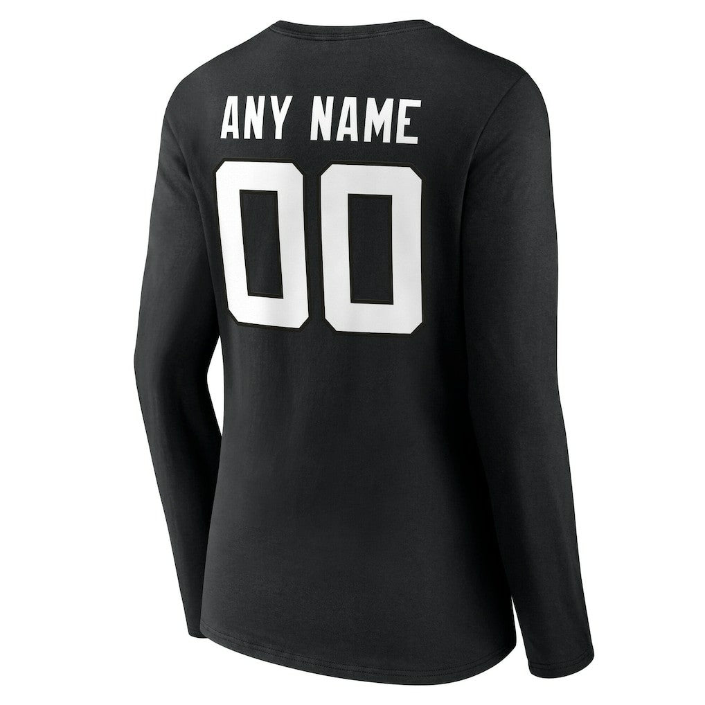 Jacksonville Jaguars Women's Team Authentic Personalized Name & Number Long Sleeve V-Neck T-Shirt - Black - NFL
