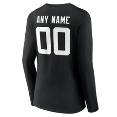 Jacksonville Jaguars Women's Team Authentic Personalized Name & Number Long Sleeve V-Neck T-Shirt - Black - NFL