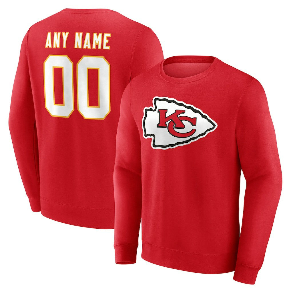 Kansas City Chiefs Team Authentic Personalized Name & Number Sweatshirt - Red - NFL