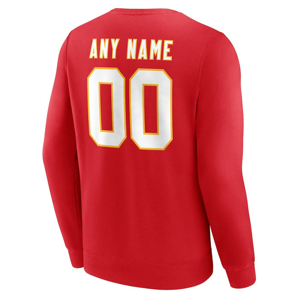 Kansas City Chiefs Team Authentic Personalized Name & Number Sweatshirt - Red - NFL