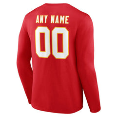 Kansas City Chiefs Team Authentic Personalized Name & Number Long Sleeve T-Shirt - Red - NFL