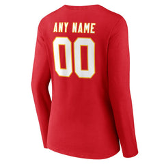 Kansas City Chiefs Women's Team Authentic Personalized Name & Number Long Sleeve V-Neck T-Shirt - Red - NFL