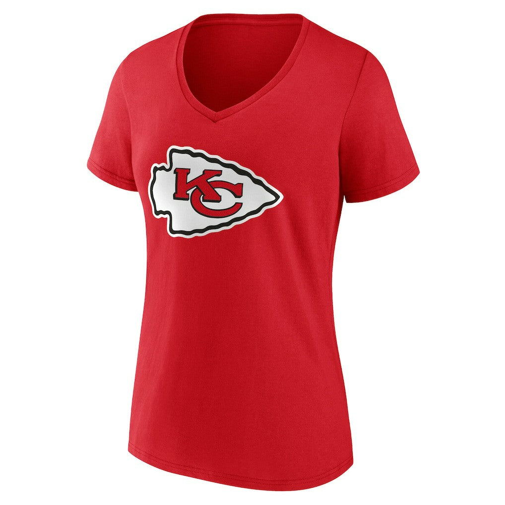 Kansas City Chiefs Women's Team Authentic Personalized Name & Number V-Neck T-Shirt - Red - NFL