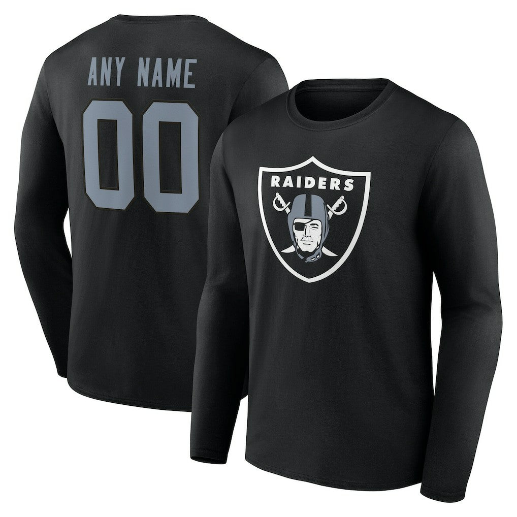 Las Vegas Raiders Team Authentic Personalized Name & Number Long Sleeve T-Shirt - Black - NFL