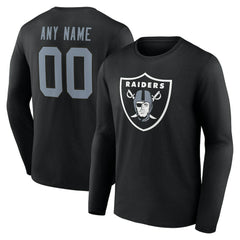 Las Vegas Raiders Team Authentic Personalized Name & Number Long Sleeve T-Shirt - Black - NFL
