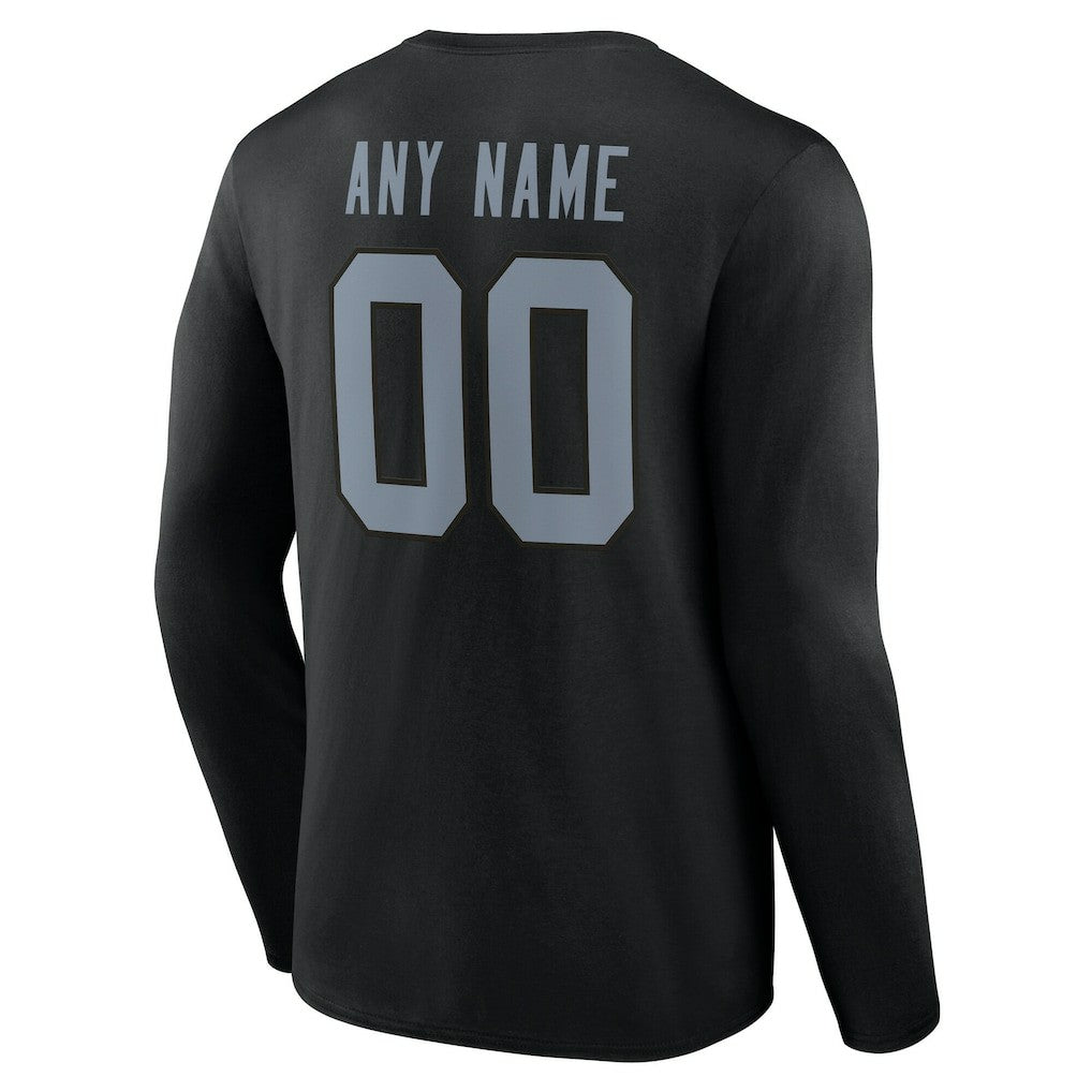 Las Vegas Raiders Team Authentic Personalized Name & Number Long Sleeve T-Shirt - Black - NFL