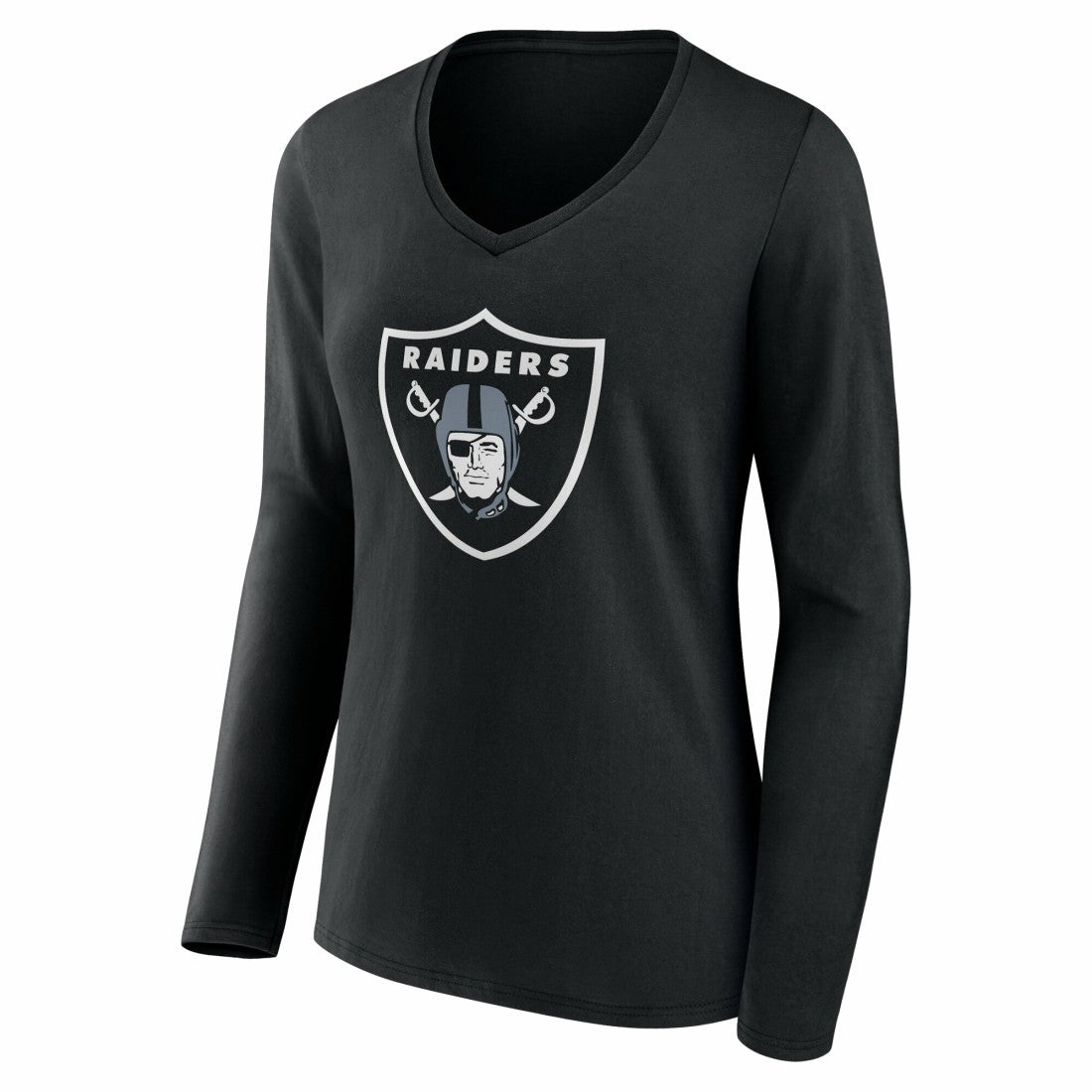Las Vegas Raiders Women's Team Authentic Personalized Name & Number Long Sleeve V-Neck T-Shirt - Black - NFL
