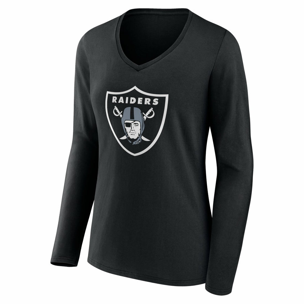 Las Vegas Raiders Women's Team Authentic Personalized Name & Number Long Sleeve V-Neck T-Shirt - Black - NFL