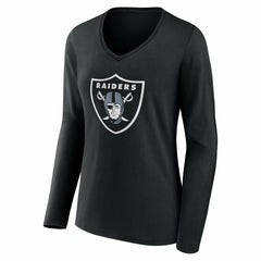 Las Vegas Raiders Women's Team Authentic Personalized Name & Number Long Sleeve V-Neck T-Shirt - Black - NFL