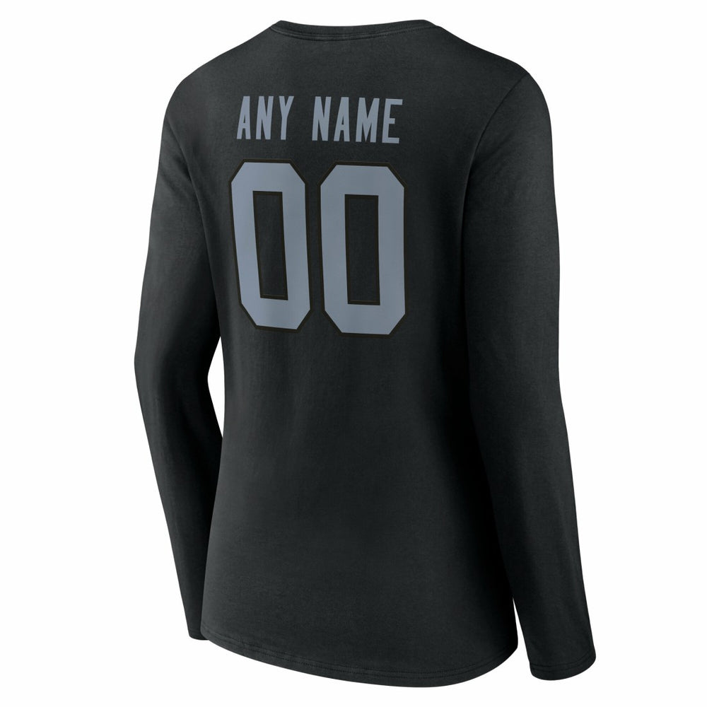 Las Vegas Raiders Women's Team Authentic Personalized Name & Number Long Sleeve V-Neck T-Shirt - Black - NFL