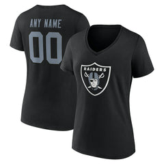 Las Vegas Raiders Women's Team Authentic Personalized Name & Number V-Neck T-Shirt - Black - NFL