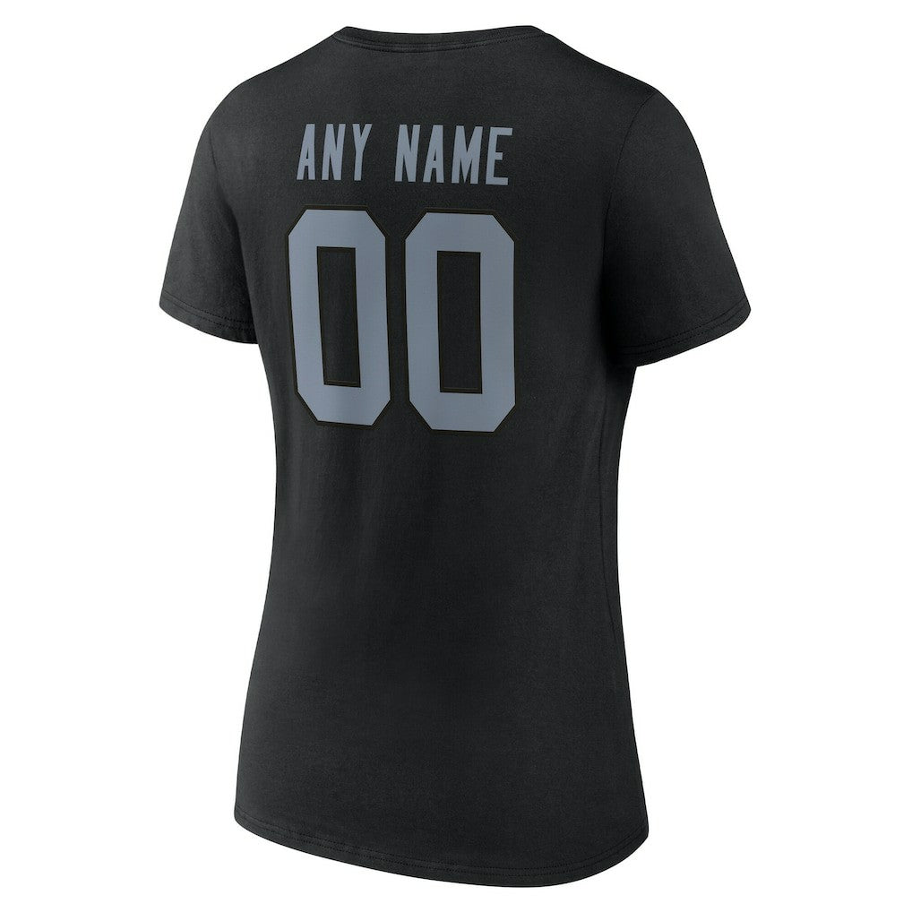 Las Vegas Raiders Women's Team Authentic Personalized Name & Number V-Neck T-Shirt - Black - NFL