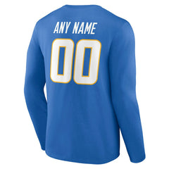 Los Angeles Chargers Team Authentic Personalized Name & Number Long Sleeve T-Shirt - Powder Blue - NFL