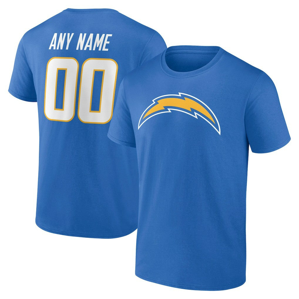 Los Angeles Chargers Team Authentic Personalized Name & Number T-Shirt - Powder Blue - NFL