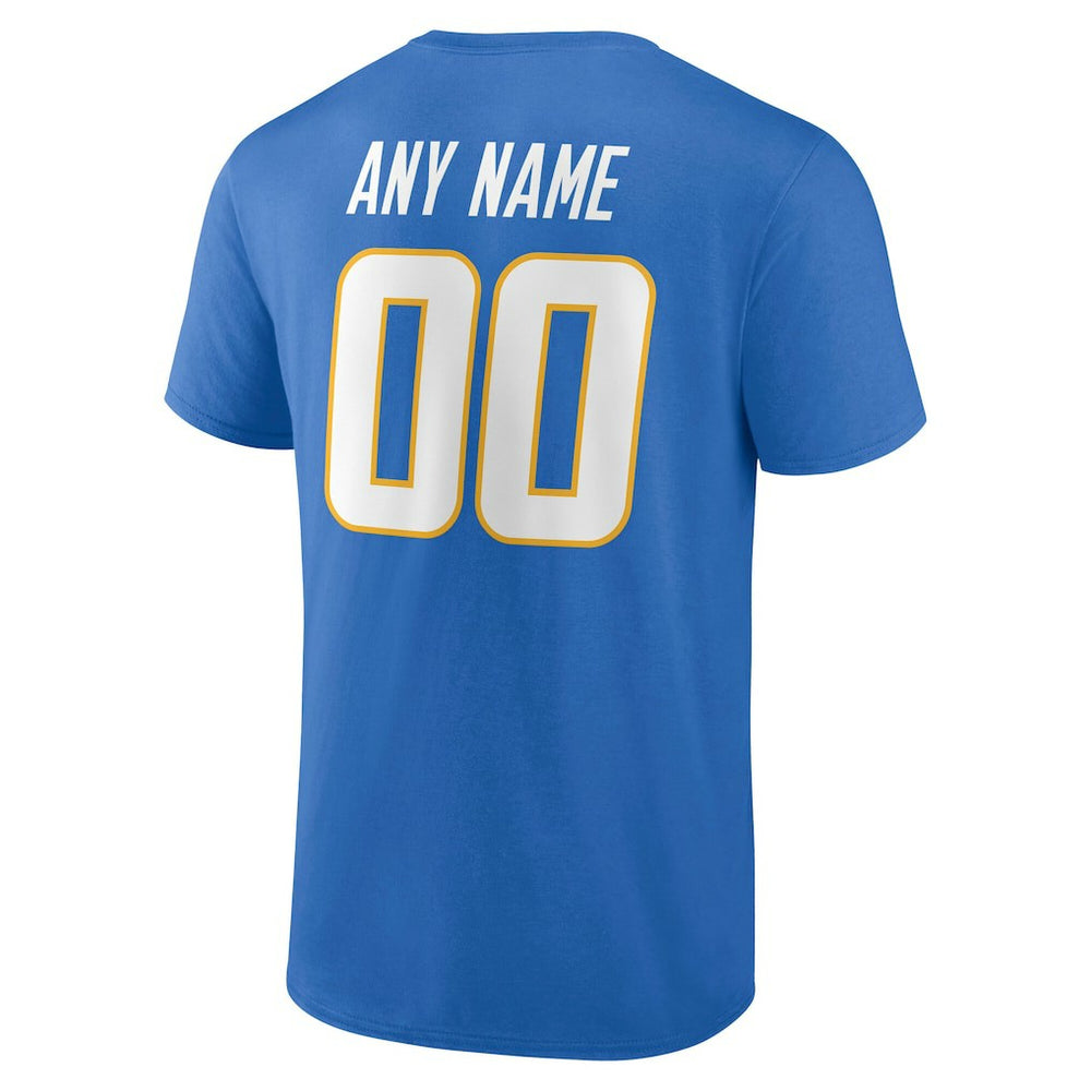 Los Angeles Chargers Team Authentic Personalized Name & Number T-Shirt - Powder Blue - NFL