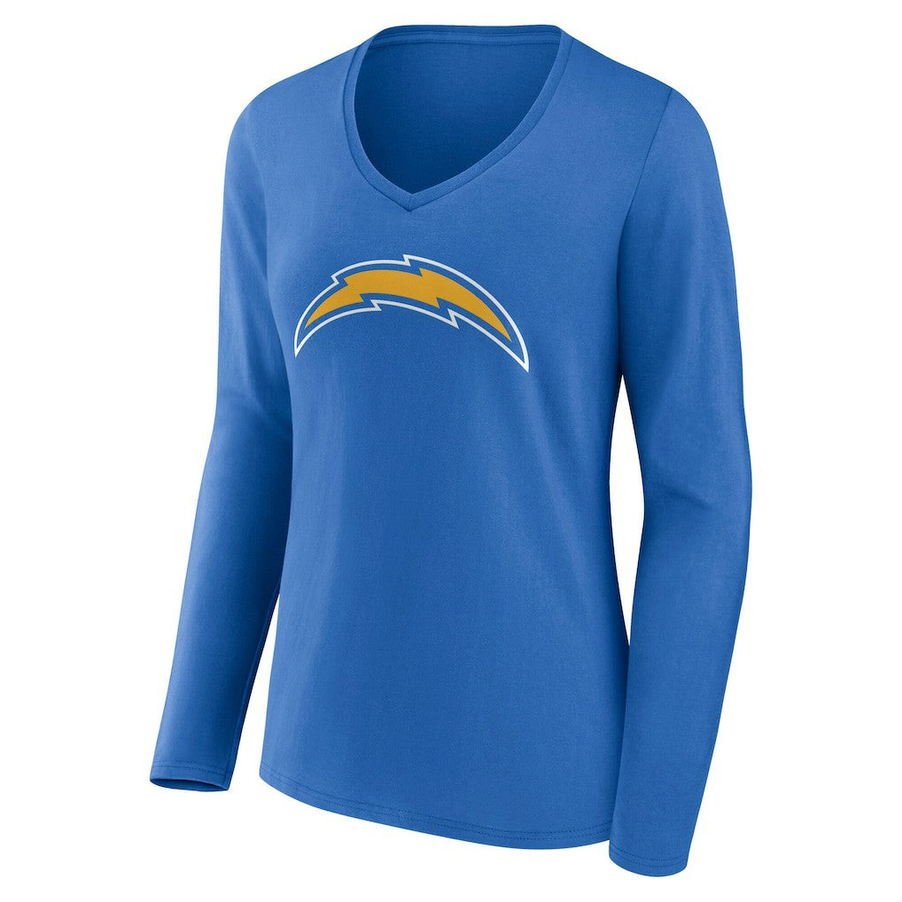 Los Angeles Chargers Women's Team Authentic Personalized Name & Number Long Sleeve V-Neck T-Shirt - Powder Blue - NFL