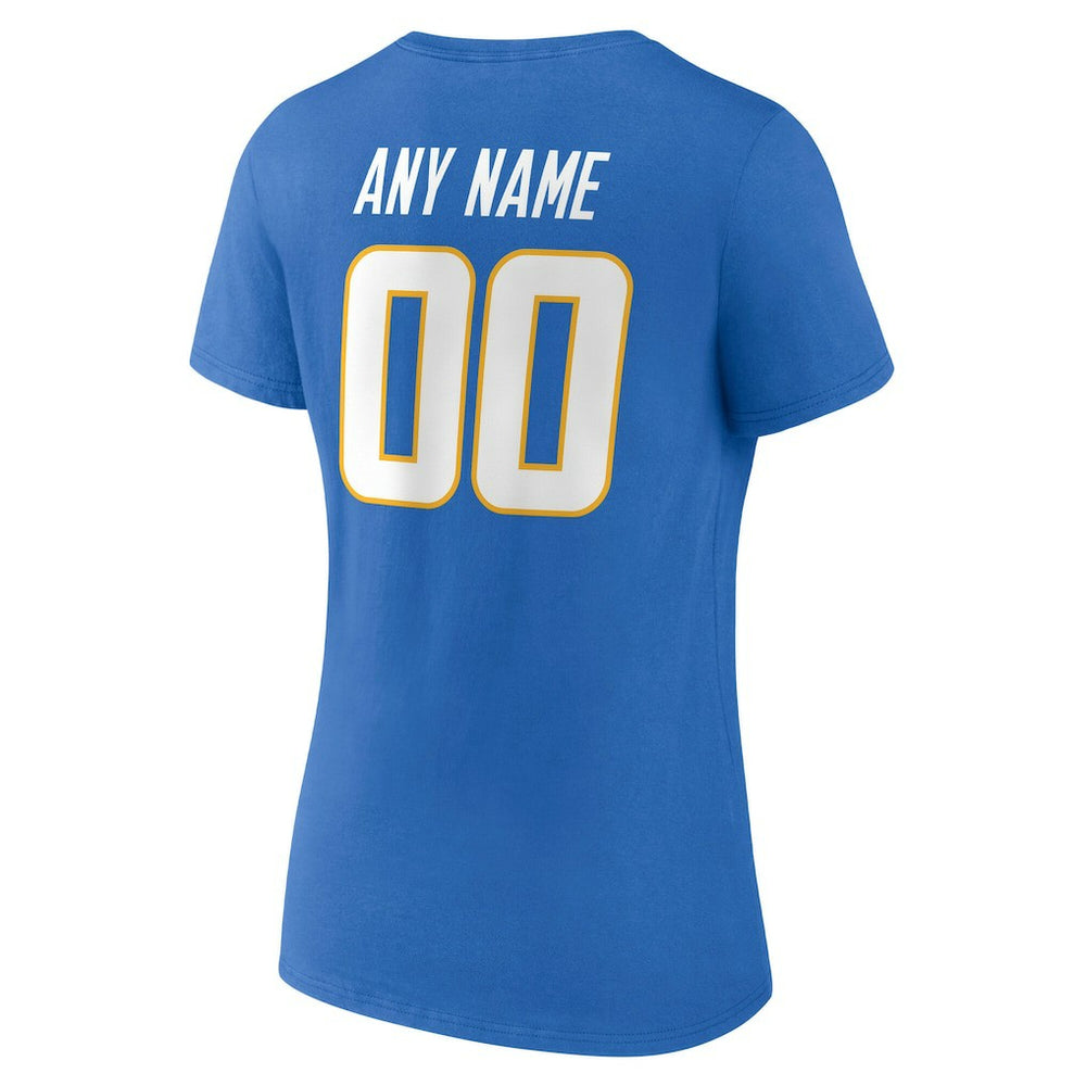 Los Angeles Chargers Women's Team Authentic Personalized Name & Number V-Neck T-Shirt - Powder Blue - NFL