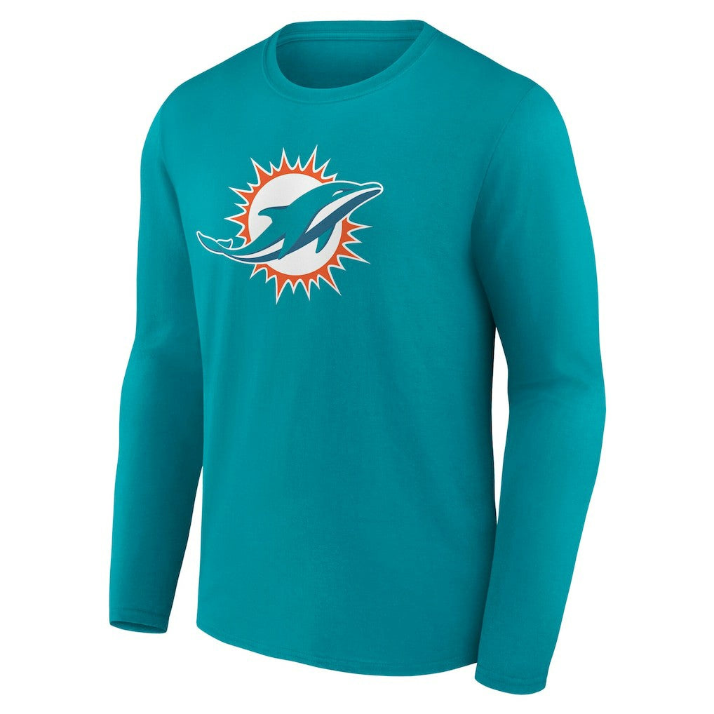Miami Dolphins Team Authentic Personalized Name & Number Long Sleeve T-Shirt - Aqua - NFL