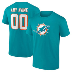 Miami Dolphins Team Authentic Personalized Name & Number T-Shirt - Aqua - NFL