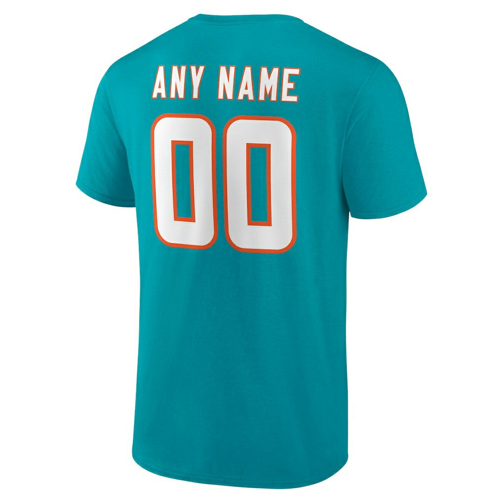 Miami Dolphins Team Authentic Personalized Name & Number T-Shirt - Aqua - NFL