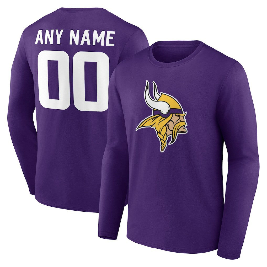 Minnesota Vikings Team Authentic Personalized Name & Number Long Sleeve T-Shirt - Purple - NFL