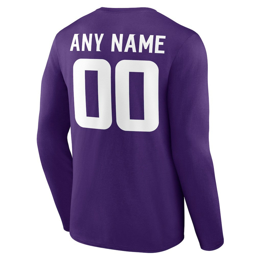 Minnesota Vikings Team Authentic Personalized Name & Number Long Sleeve T-Shirt - Purple - NFL