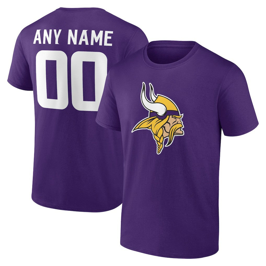 Minnesota Vikings Team Authentic Personalized Name & Number T-Shirt - Purple - NFL